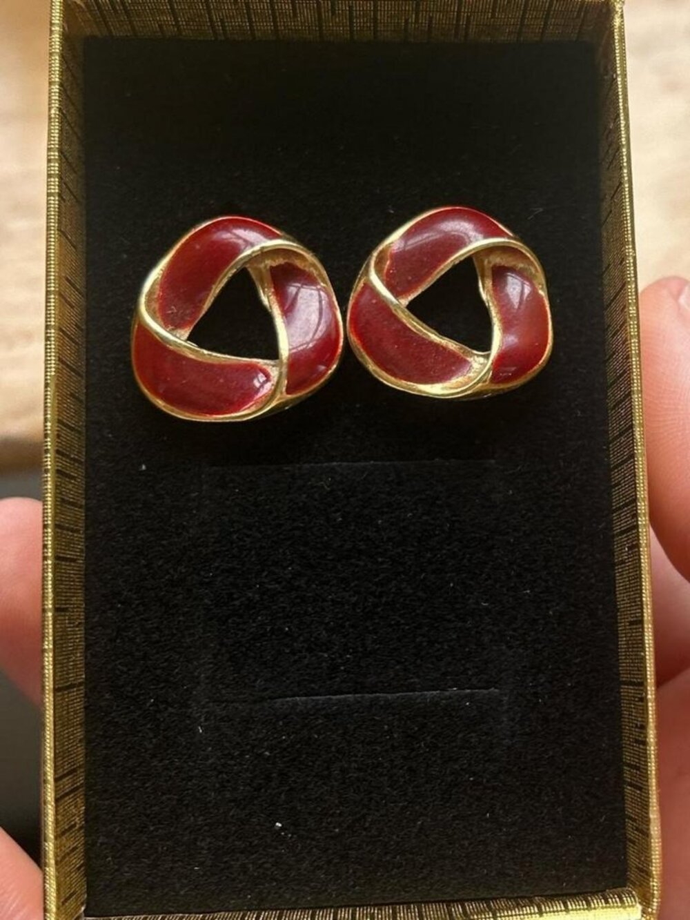 Red and Gold Hoop Earrings Costume Jewelry